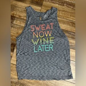 Gray Women's Tank Top - Sweat Now Wine Later